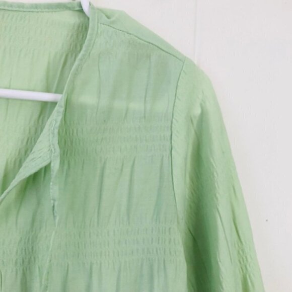 Vince Camuto Womens Blouse Light Green V-Neck Pullover with Tie Front X-Small - Picture 5 of 10